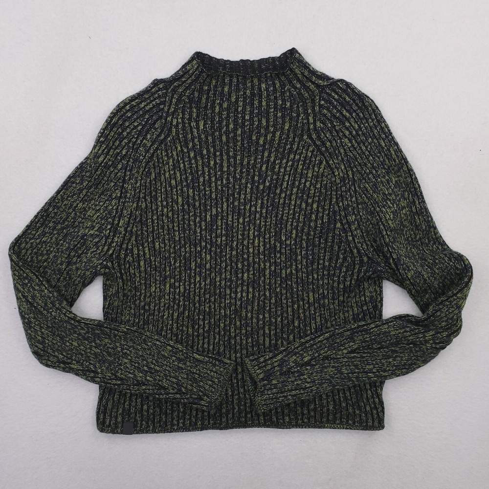 Lululemon Sweater Womens 4 Green Blue Cashmere Merino‎ Wool Ribbed Mock Pullover